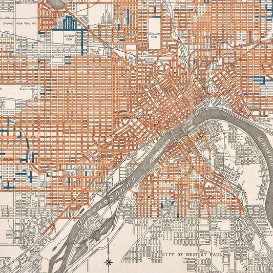 Vintage Map of St. Paul, Minnesota, 1915