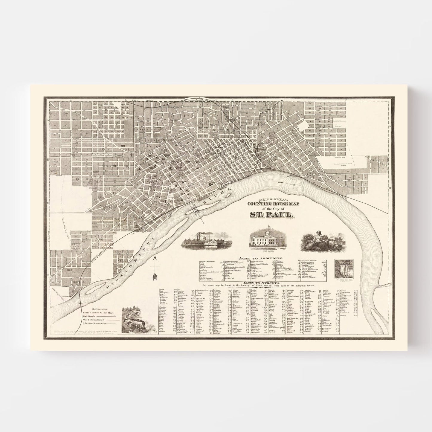 Vintage Map of St. Paul, Minnesota, 1869