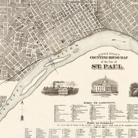 Vintage Map of St. Paul, Minnesota, 1869