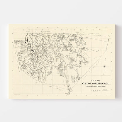 Vintage Map of Woonsocket, Rhode Island 1929