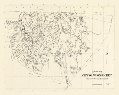 Vintage Map of Woonsocket, Rhode Island 1929