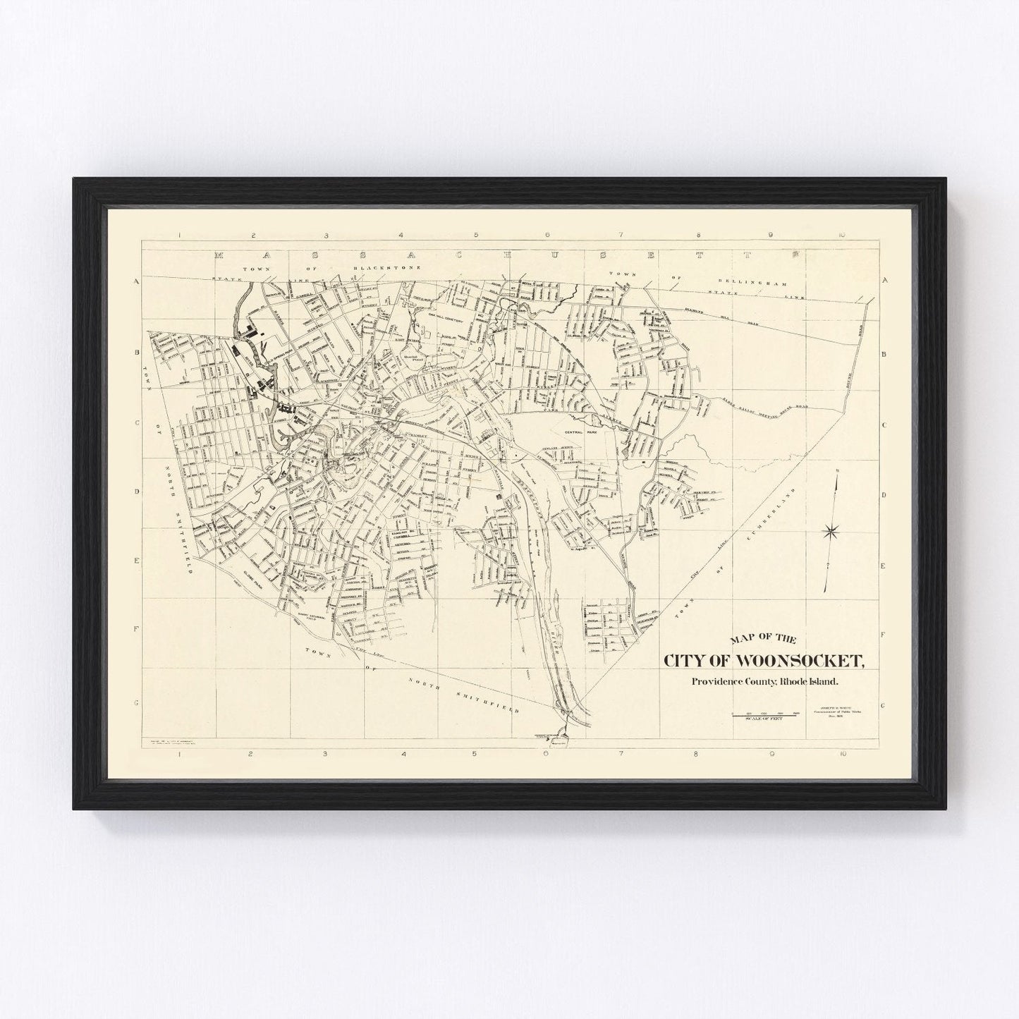 Vintage map of Woonsocket, Rhode Island, 1929, digitally restored