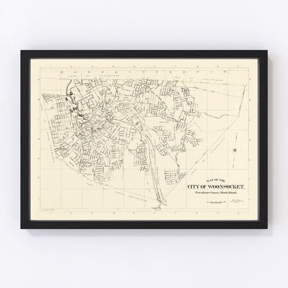 Vintage map of Woonsocket, Rhode Island, 1929, digitally restored
