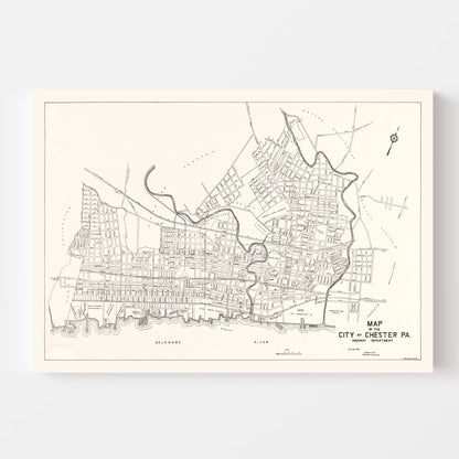 Vintage Map of Chester, Pennsylvania, 1929