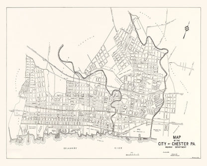 Vintage Map of Chester, Pennsylvania, 1929
