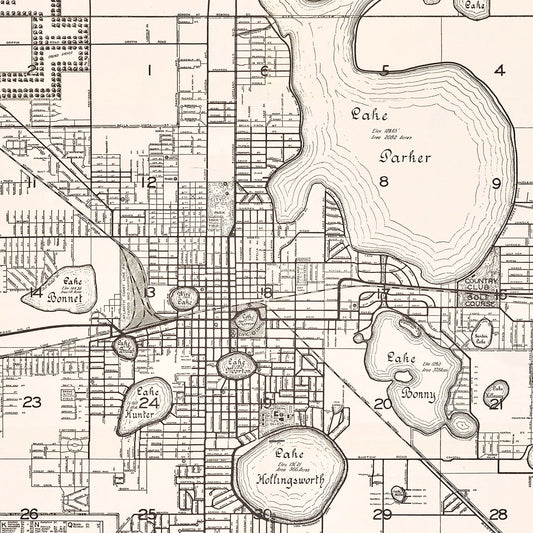 Vintage Map of Lakeland, Florida, 1929