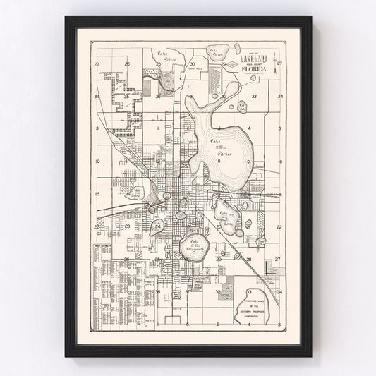 Vintage map of Lakeland, Florida, 1929