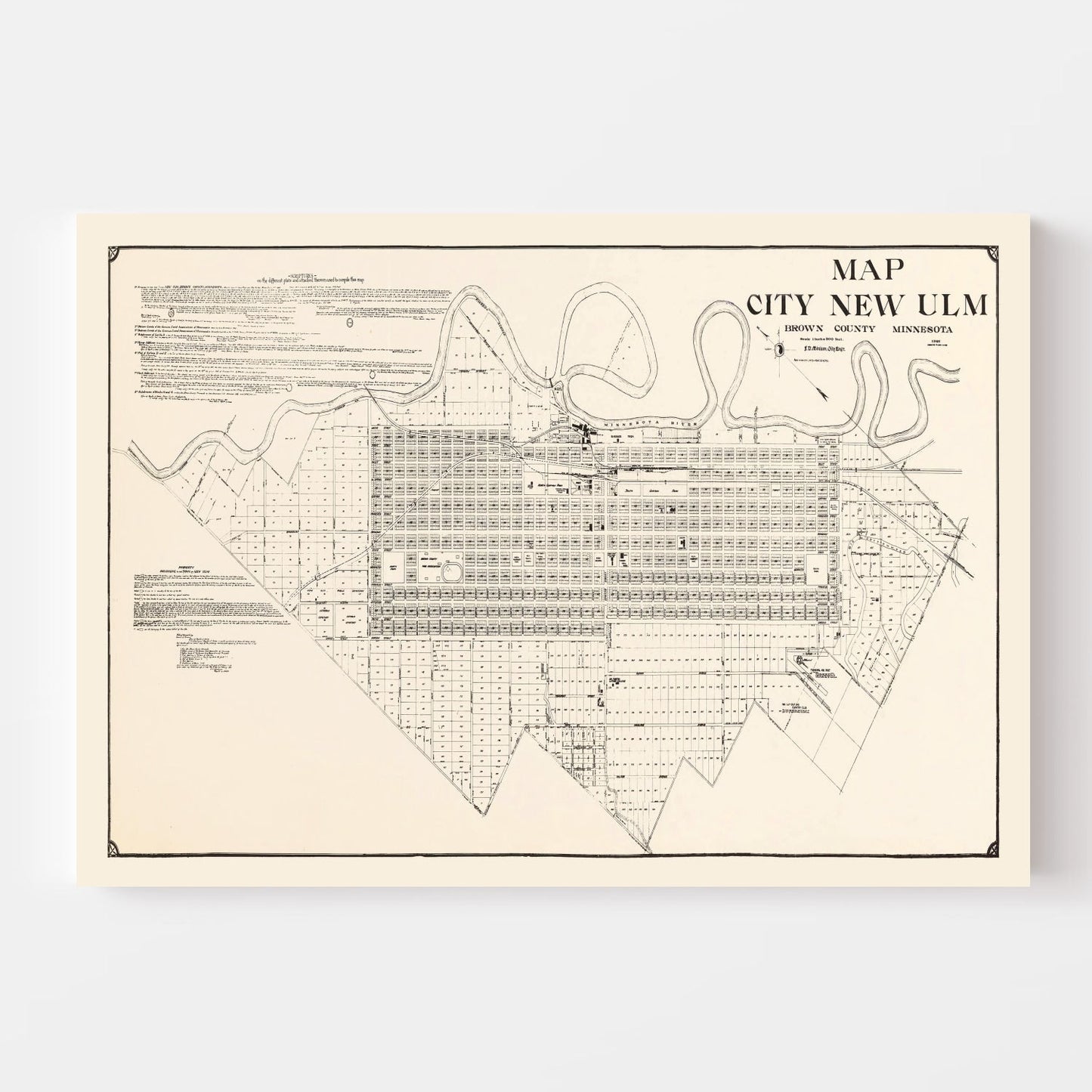 Vintage Map of New Ulm, Minnesota, 1929