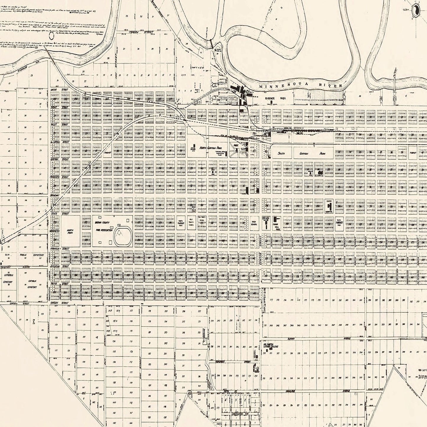 Vintage Map of New Ulm, Minnesota, 1929