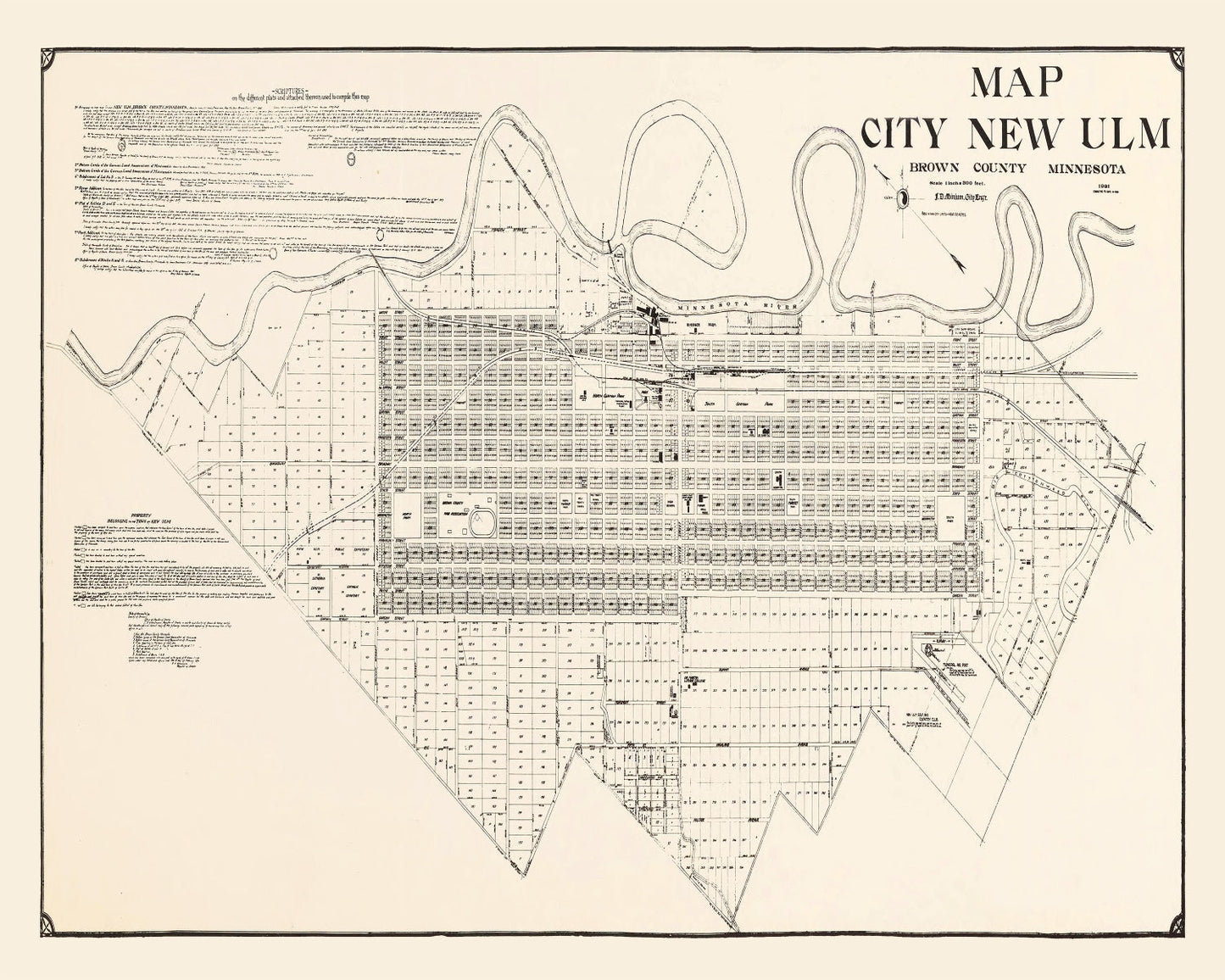 Vintage Map of New Ulm, Minnesota, 1929