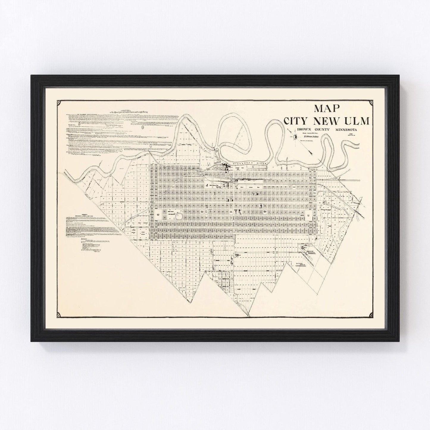 Vintage map of New Ulm, Brown County, Minnesota, 1929
