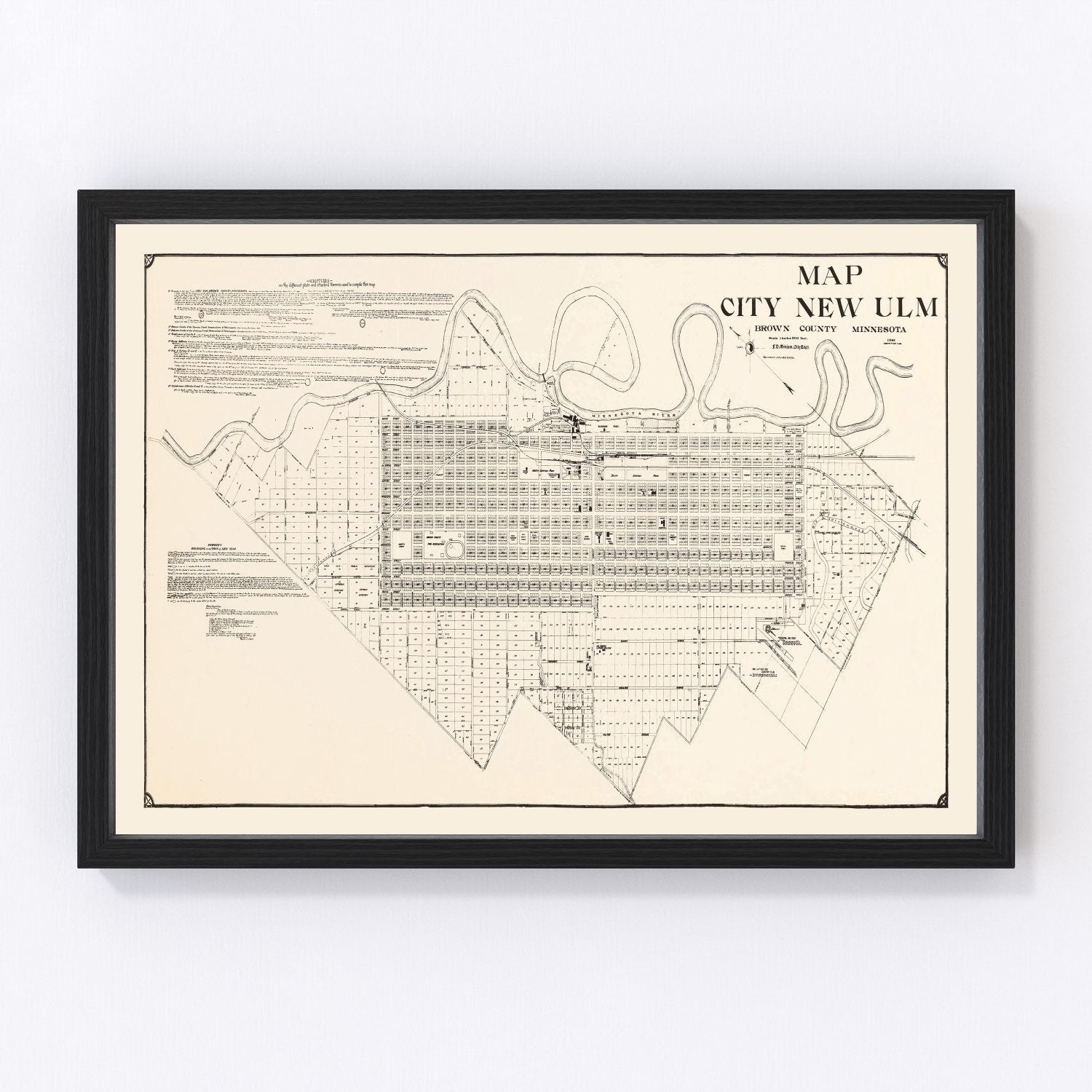 Vintage map of New Ulm, Brown County, Minnesota, 1929