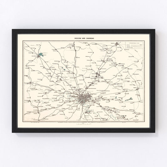 Vintage map of Moscow, Russia, 1928