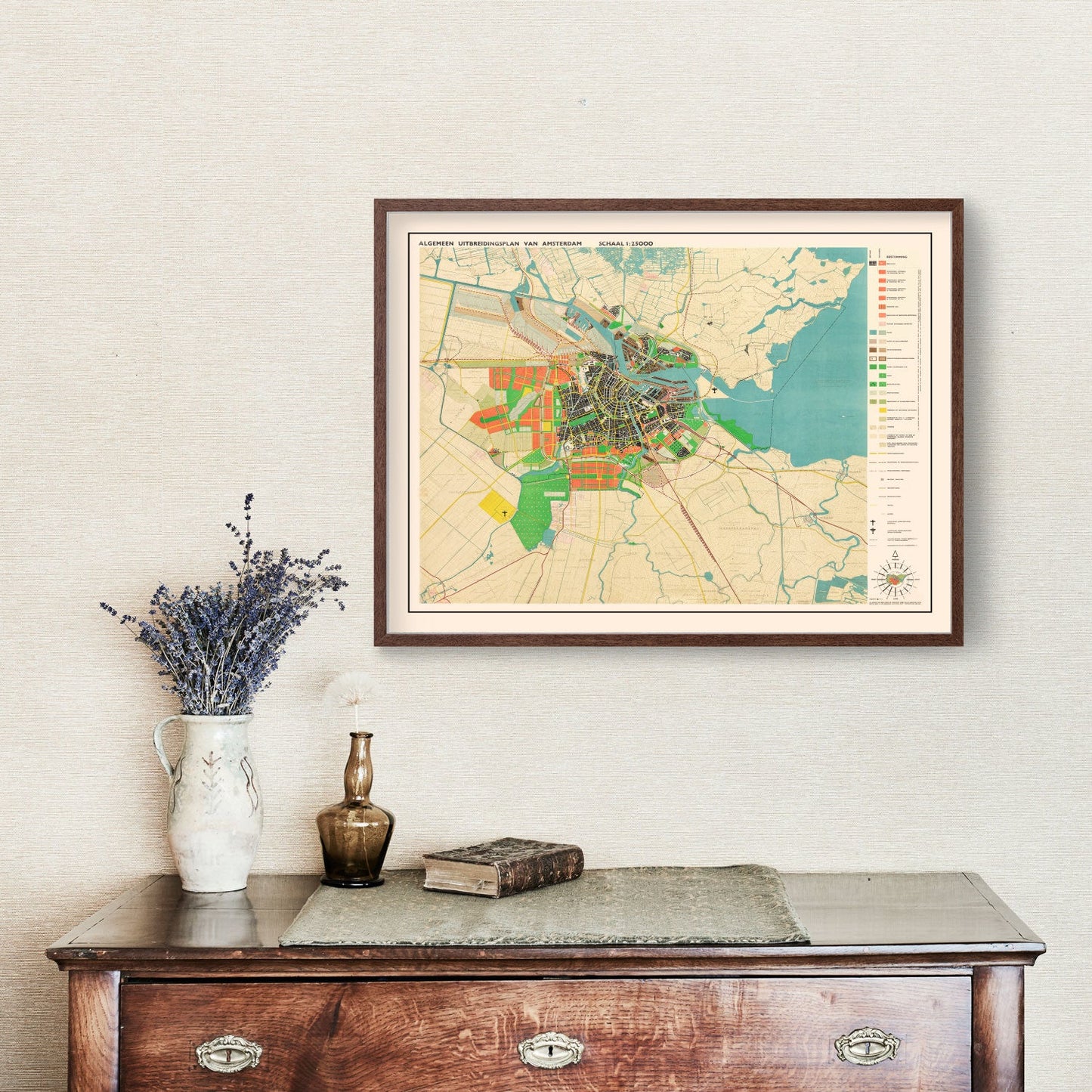 Vintage Map of Amsterdam, Netherlands, 1927