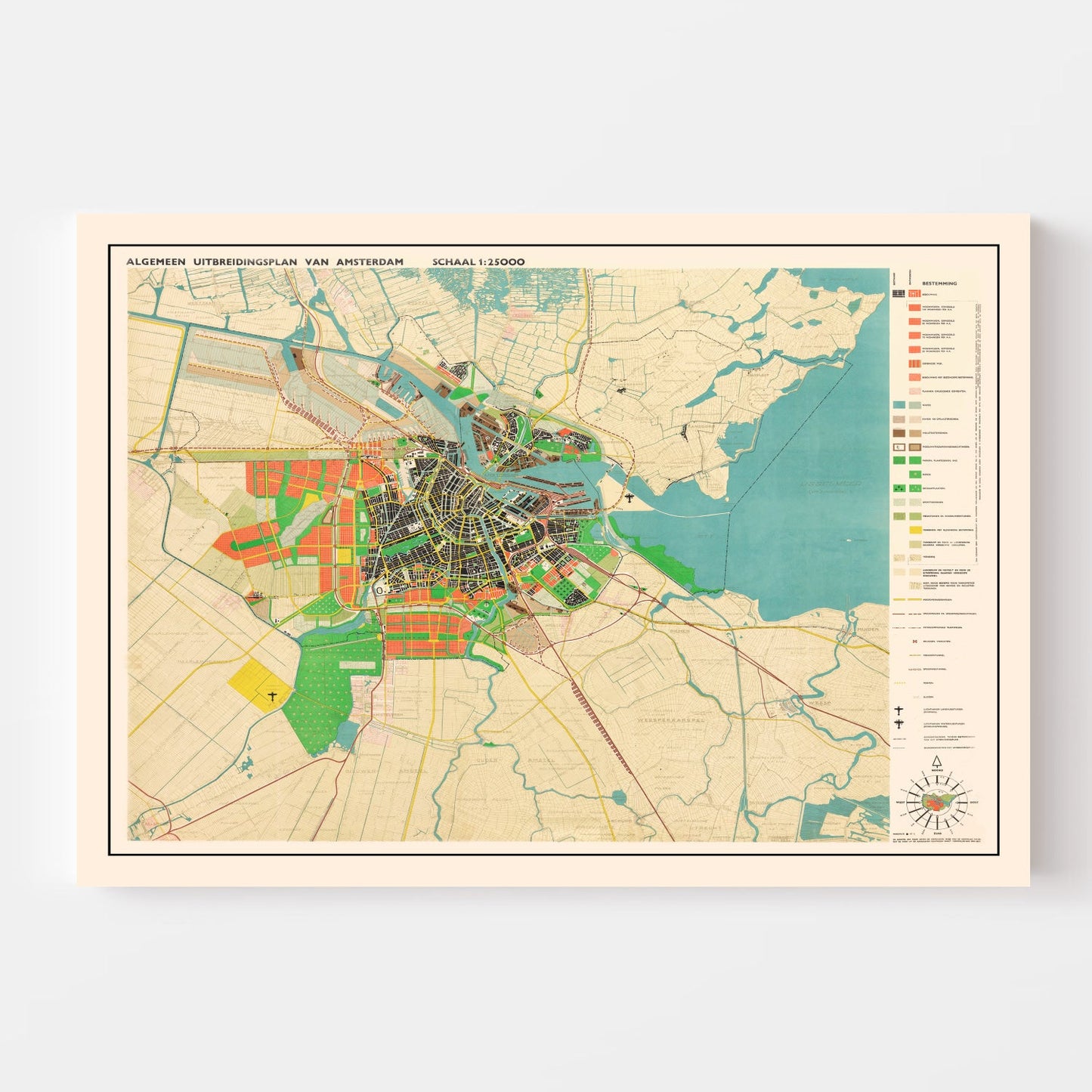 Vintage Map of Amsterdam, Netherlands, 1927