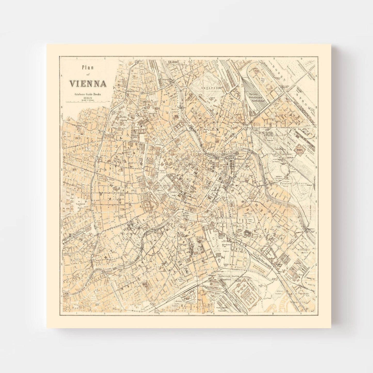 Vintage Map of Vienna, Austria, 1923