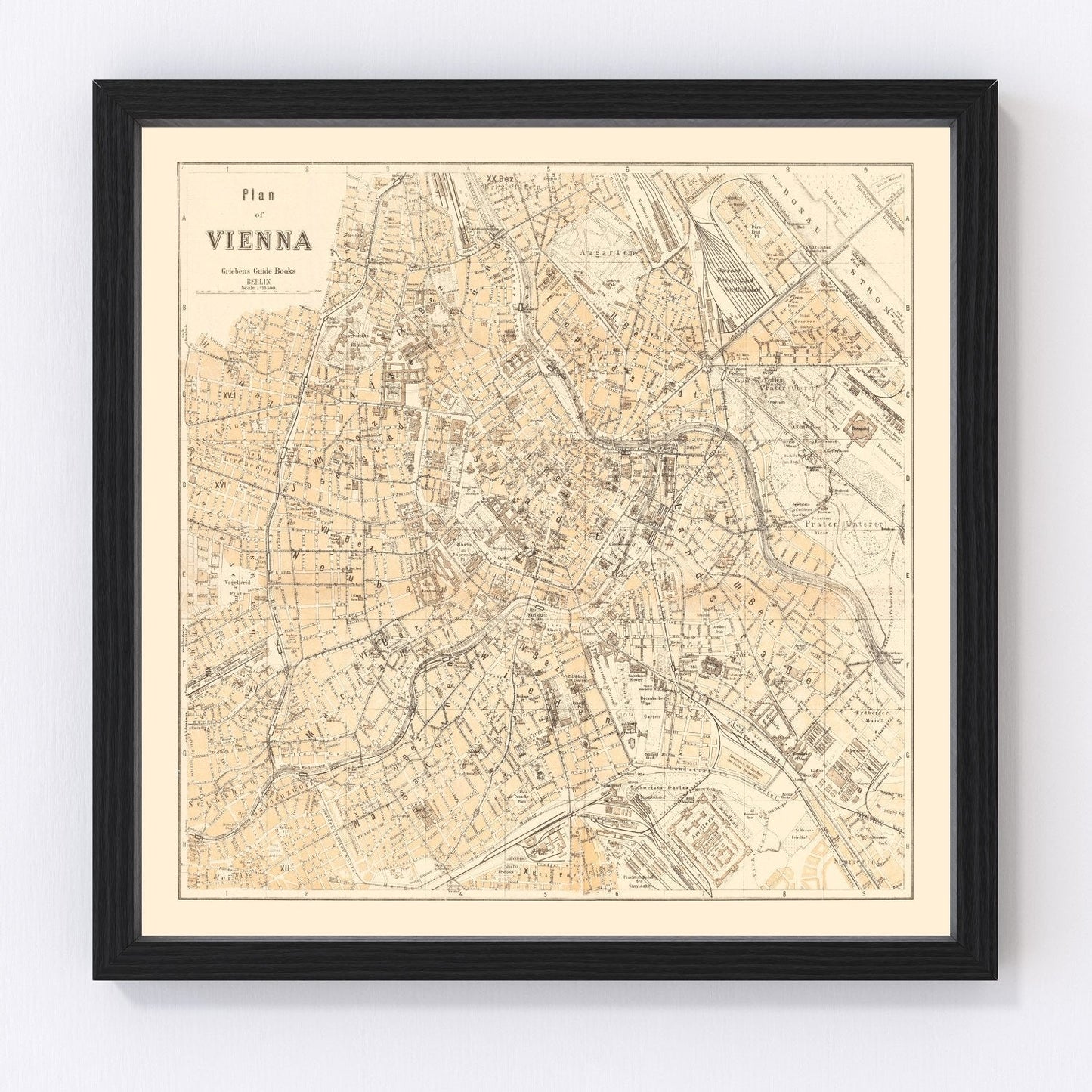 vintage map of Vienna, Austria, 1923