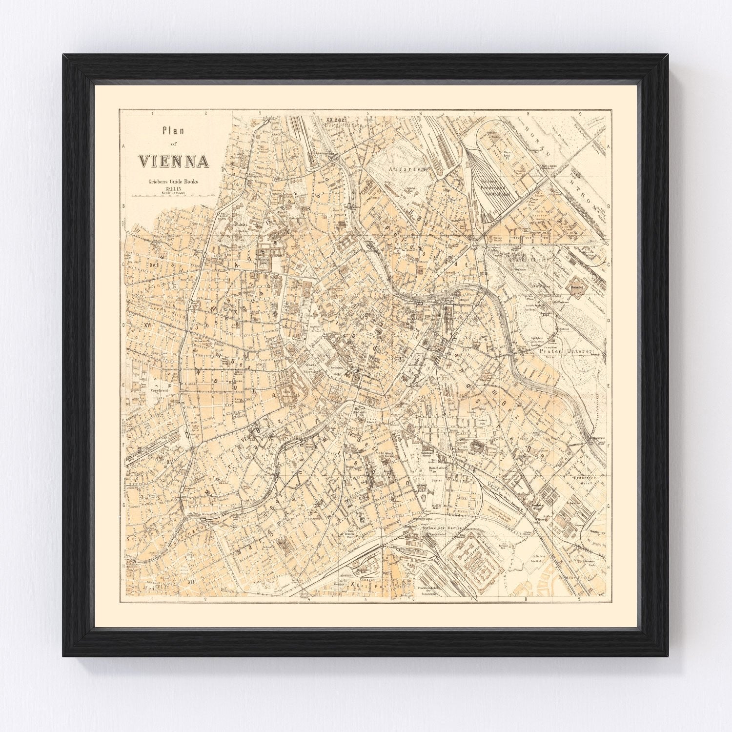 vintage map of Vienna, Austria, 1923