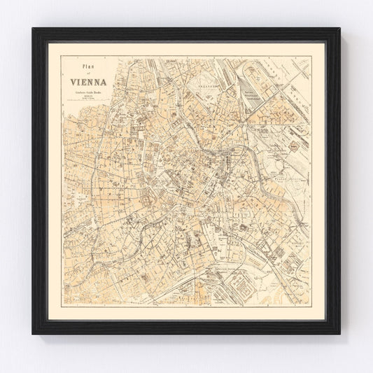 vintage map of Vienna, Austria, 1923