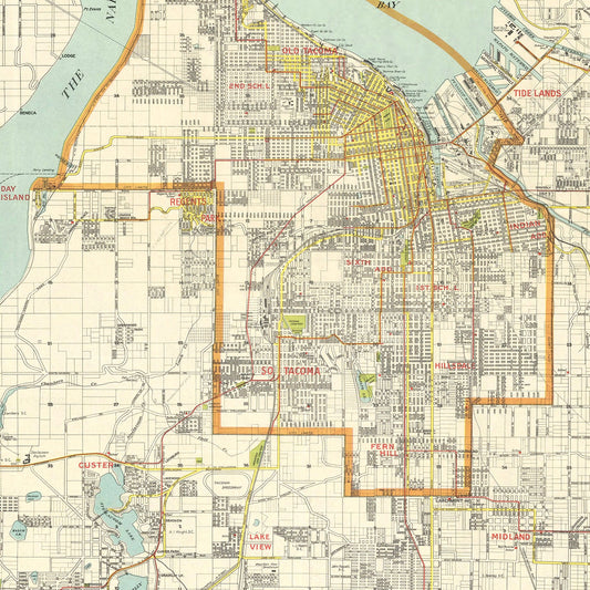 Vintage Map of Tacoma, Washington, 1923