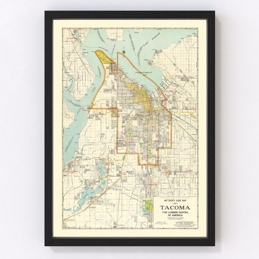 Vintage map of Tacoma, Washington, 1923