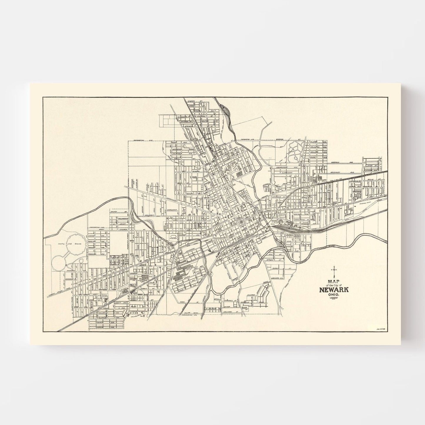 Vintage Map of Newark, Ohio, 1921