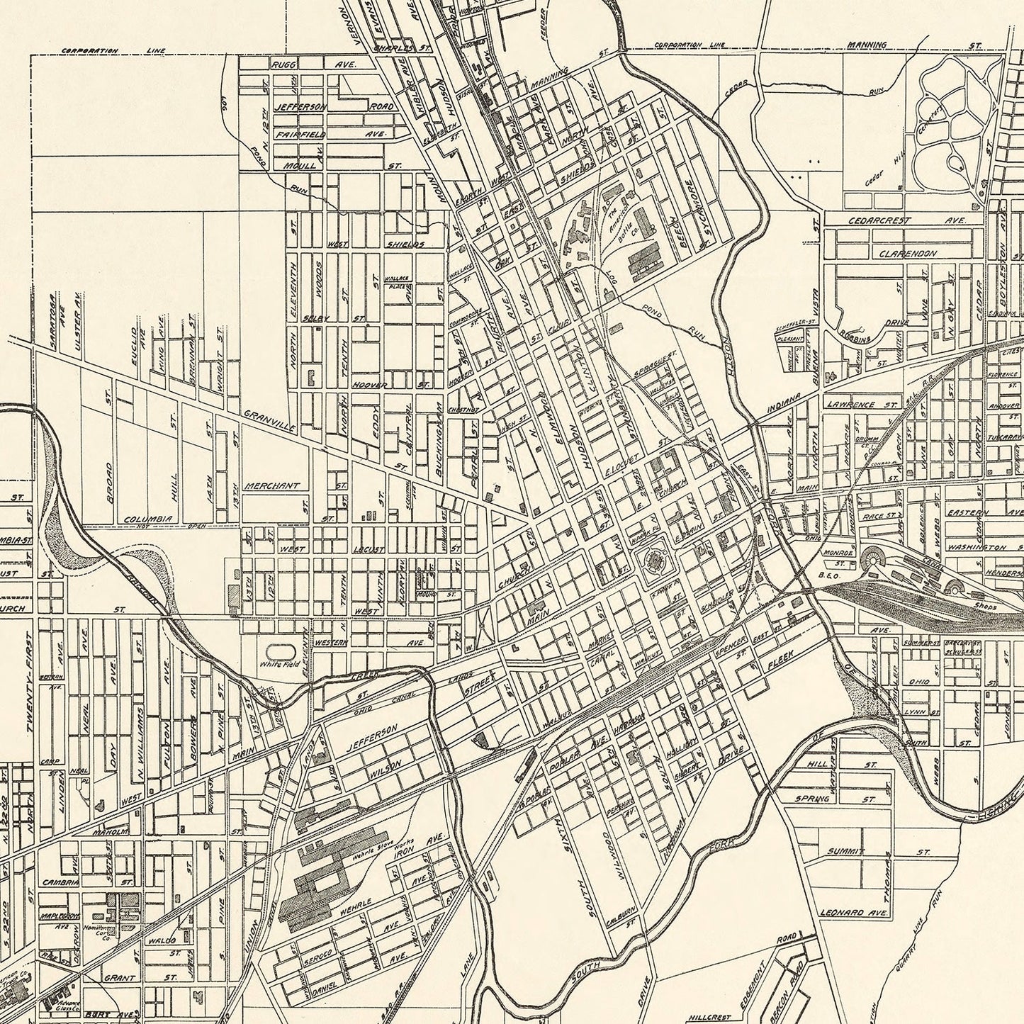 Vintage Map of Newark, Ohio, 1921