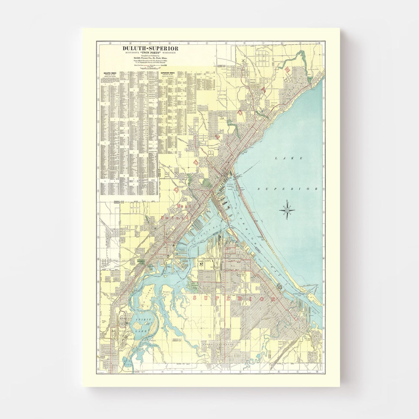Vintage Map of Duluth, Minnesota, 1921