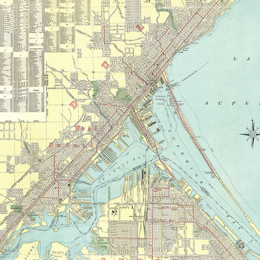 Vintage Map of Duluth, Minnesota, 1921