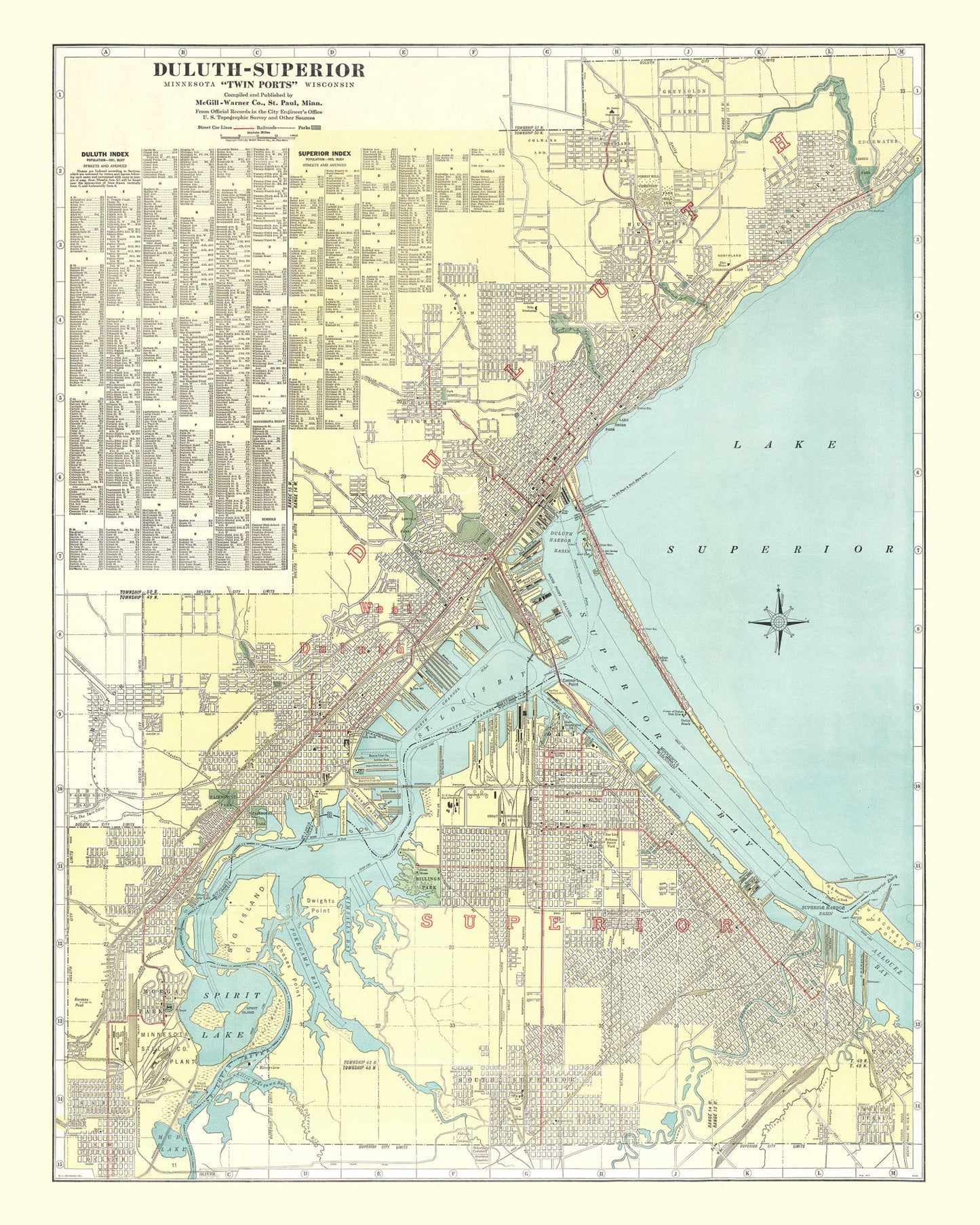 Vintage Map of Duluth, Minnesota, 1921