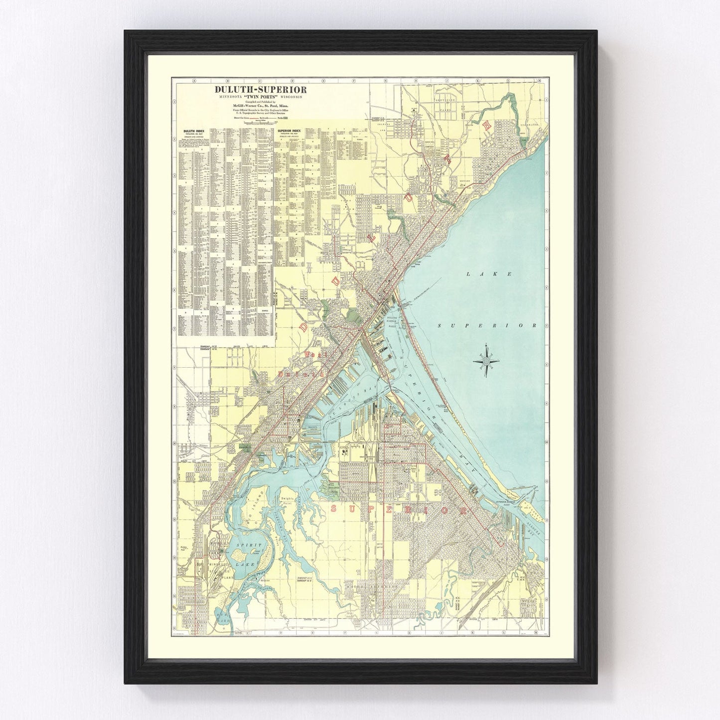 Vintage map of Duluth, Minnesota, 1921