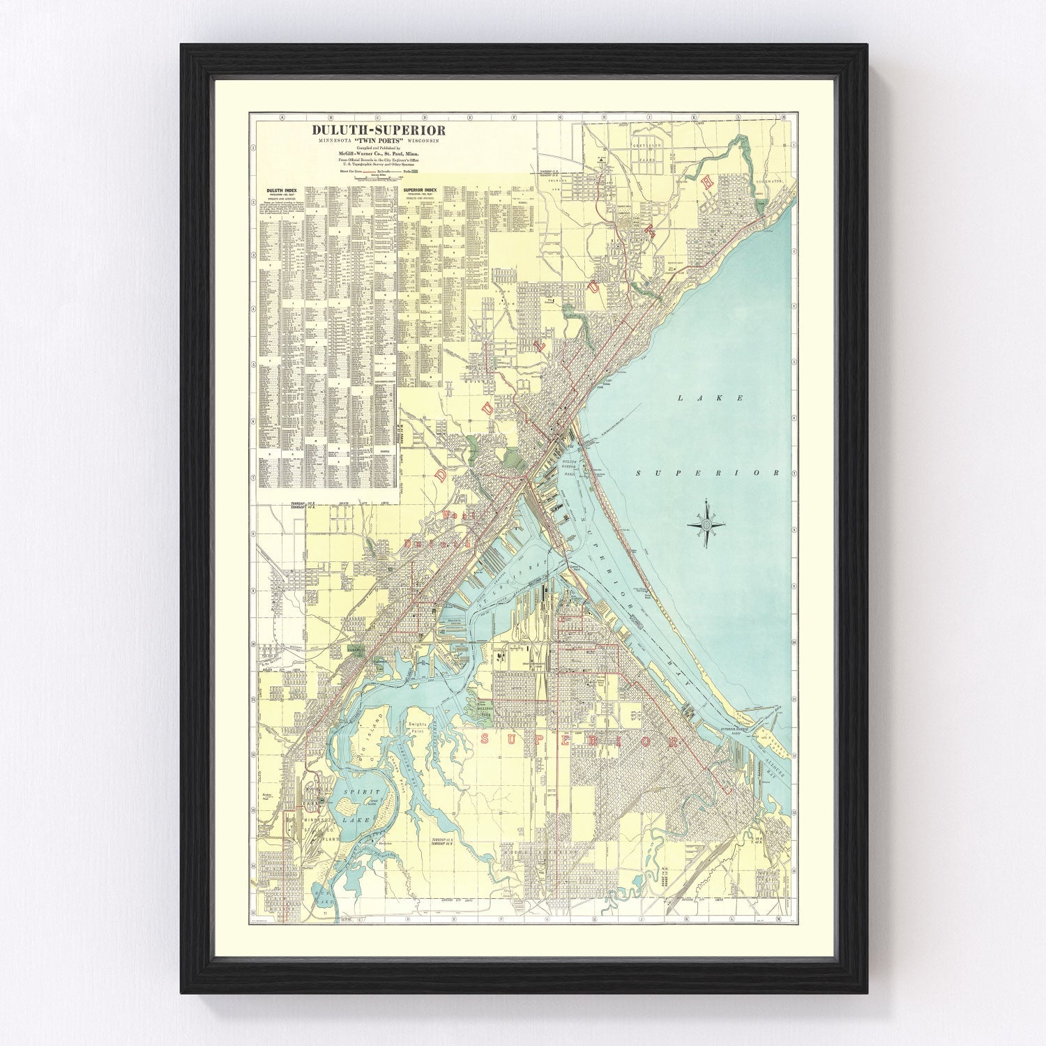 Vintage map of Duluth, Minnesota, 1921