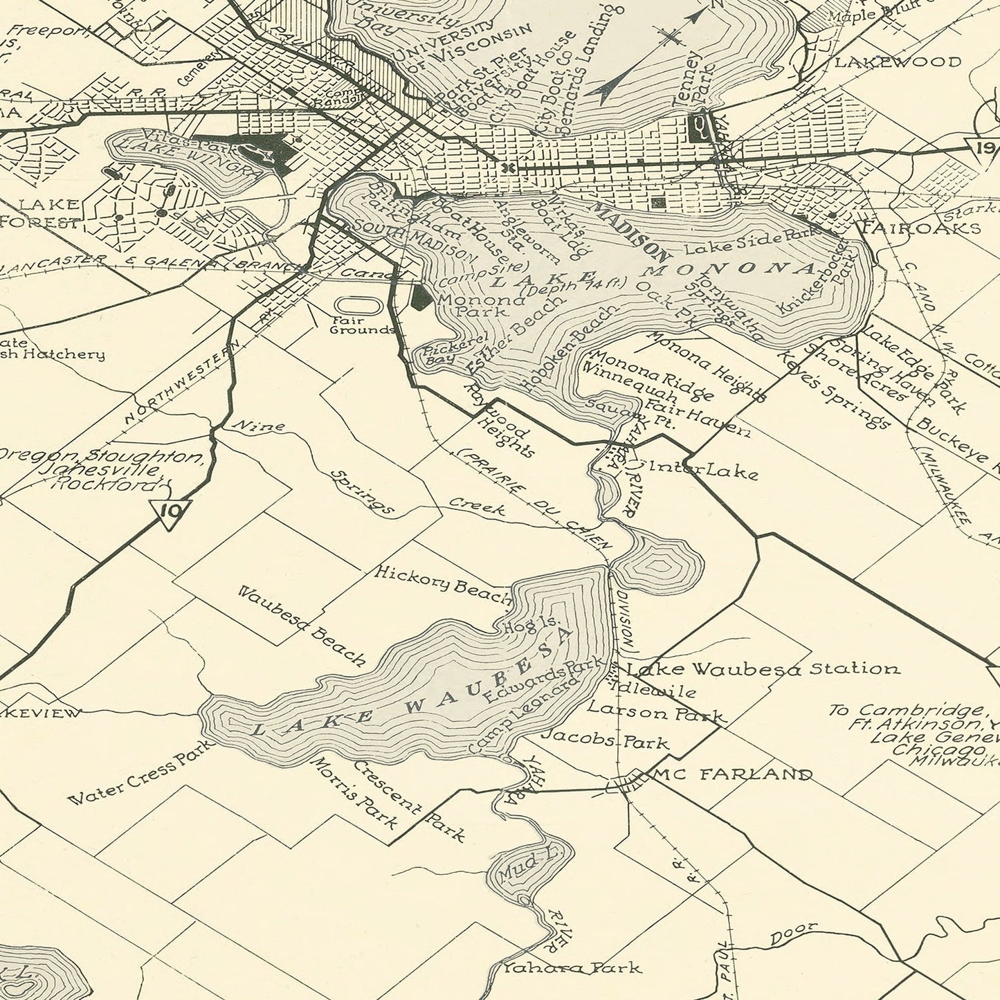 Vintage Map of Madison, Wisconsin, 1929