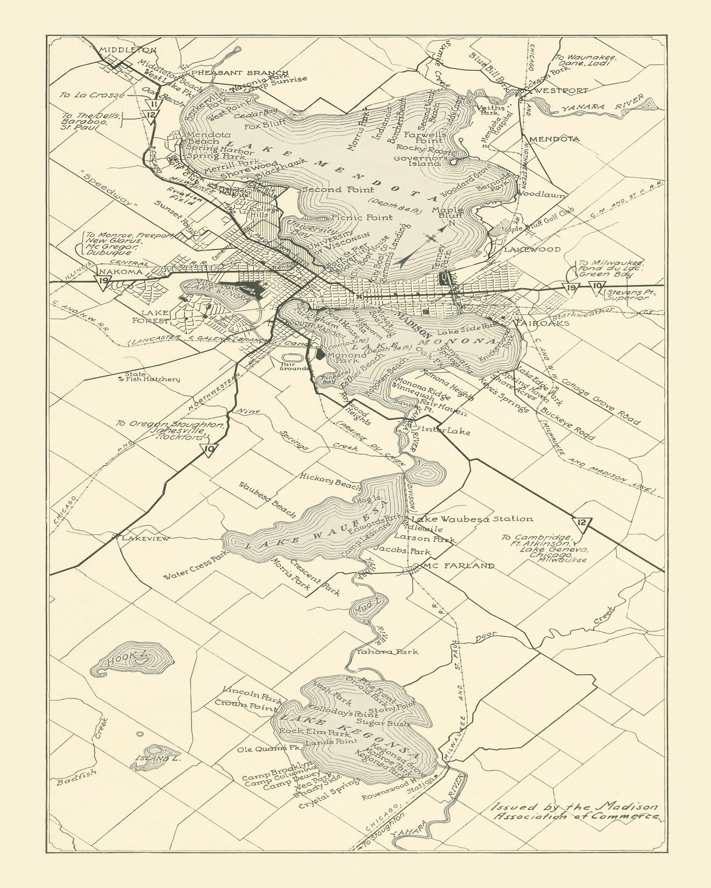 Vintage Map of Madison, Wisconsin, 1929