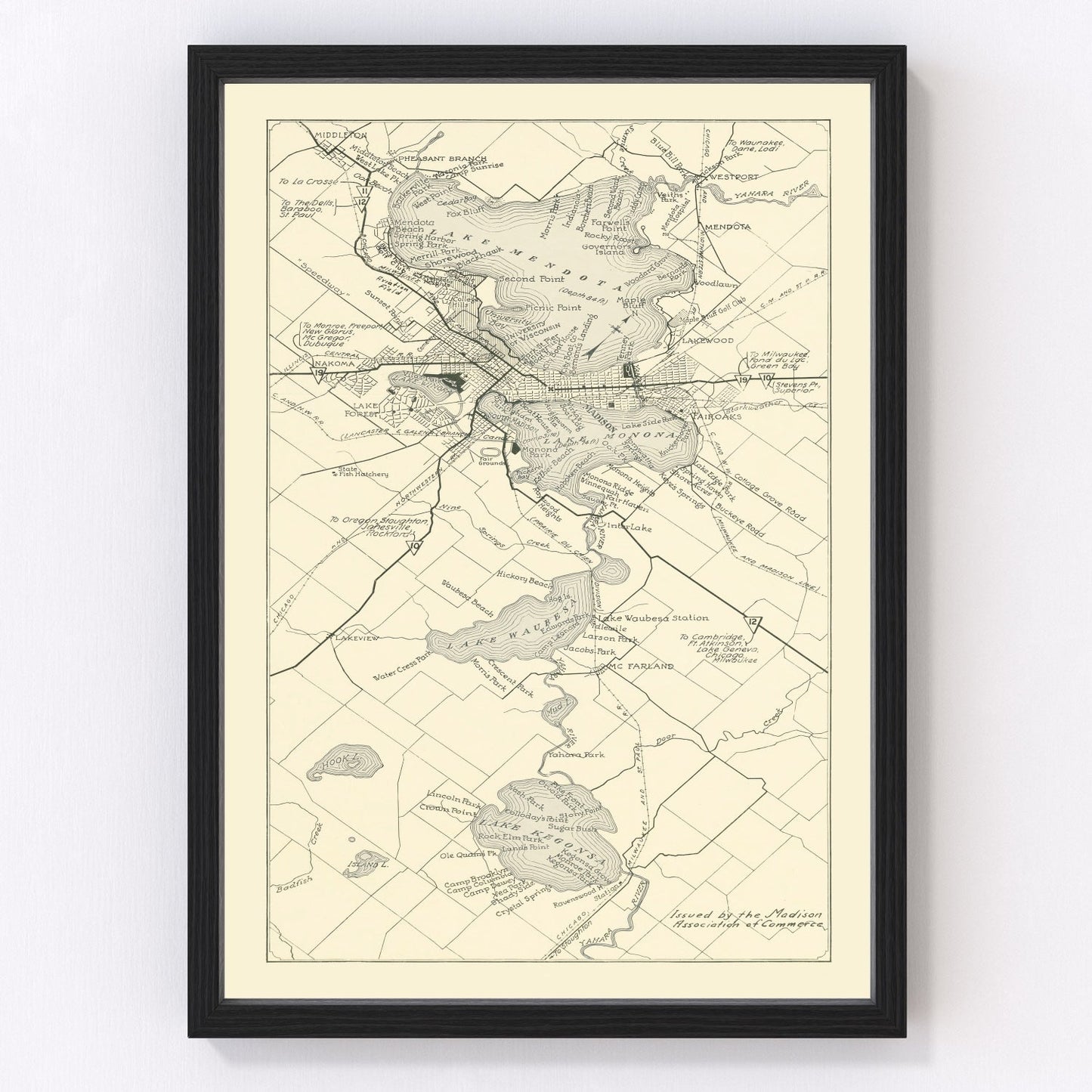 Vintage map of Madison, Wisconsin, 1929