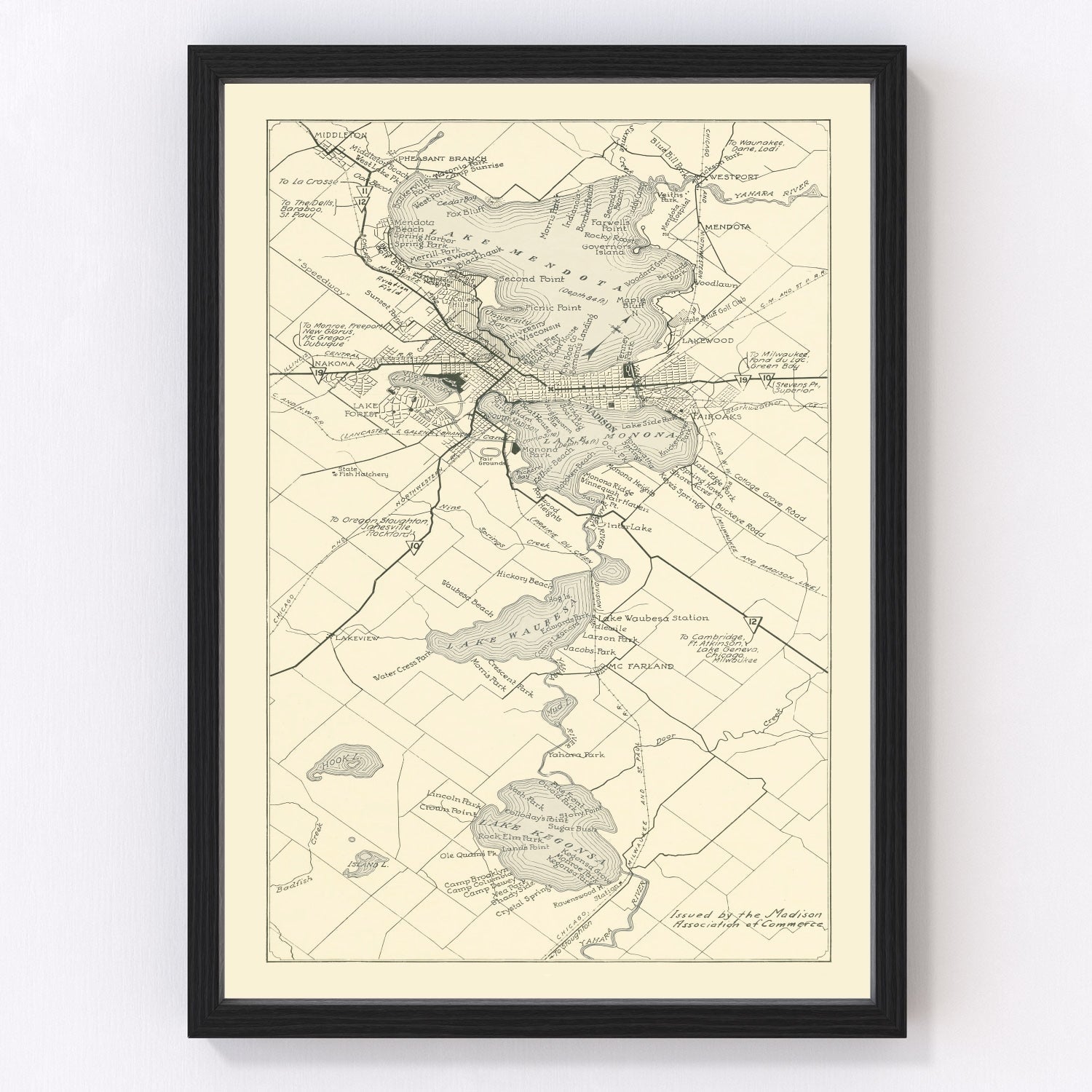 Vintage map of Madison, Wisconsin, 1929