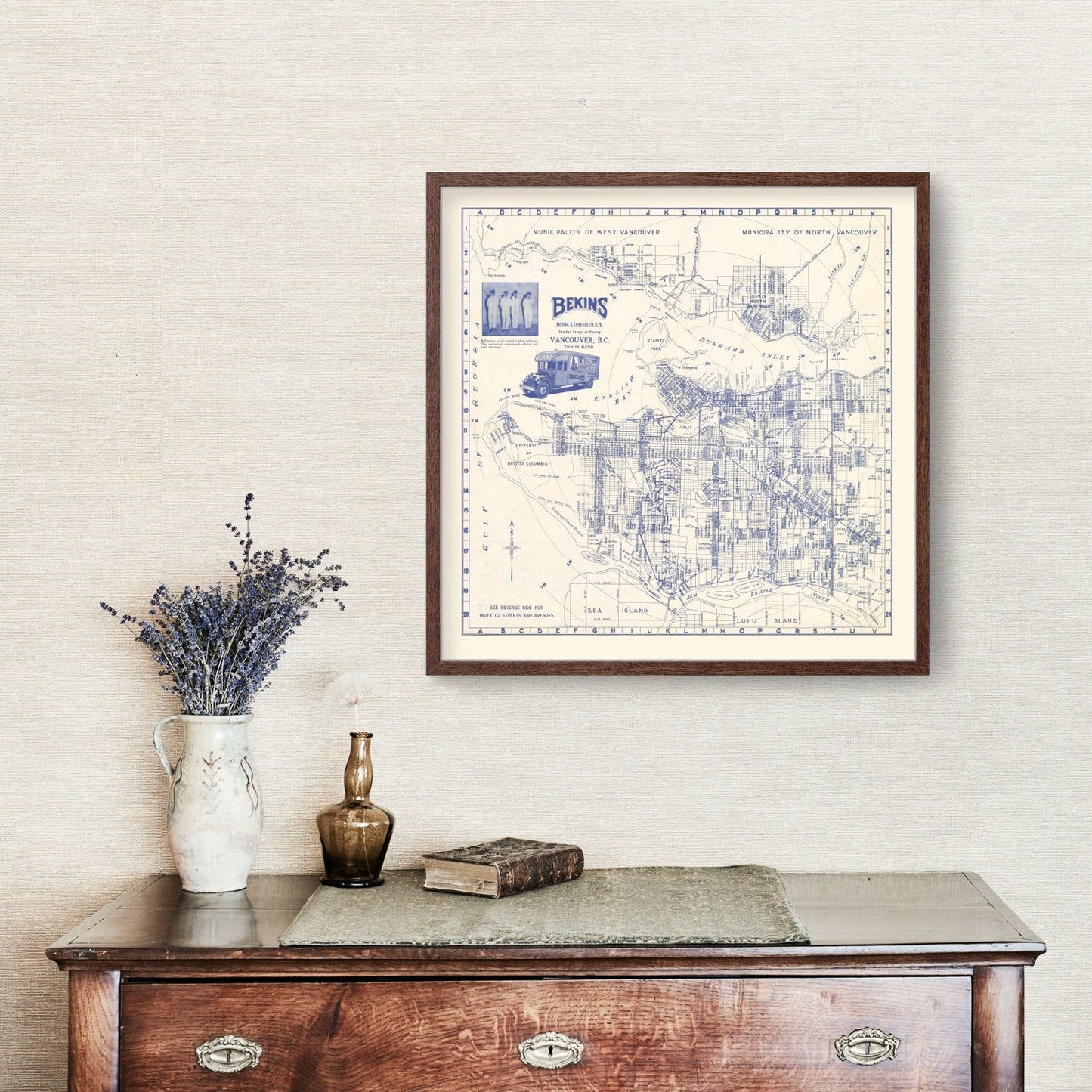 Vintage Map of Vancouver, Canada, 1920