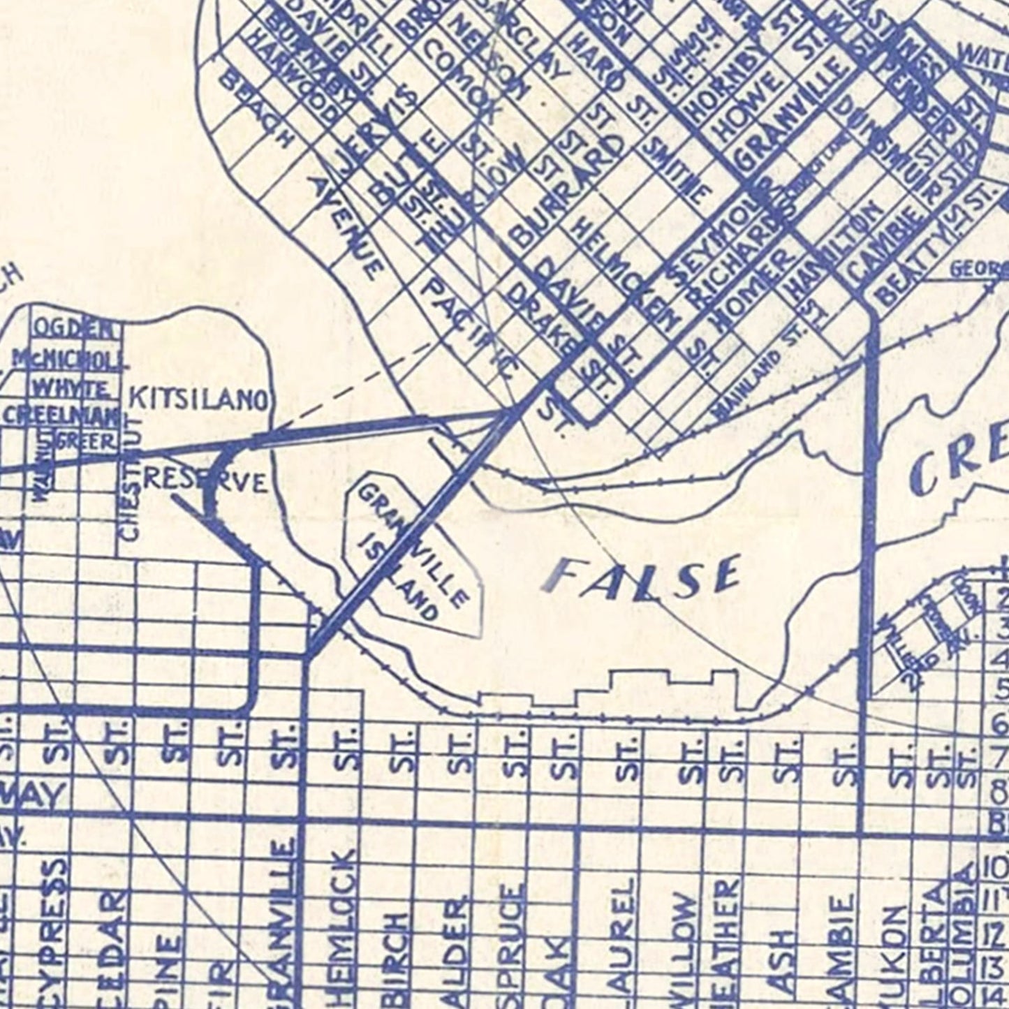 Vintage Map of Vancouver, Canada, 1920