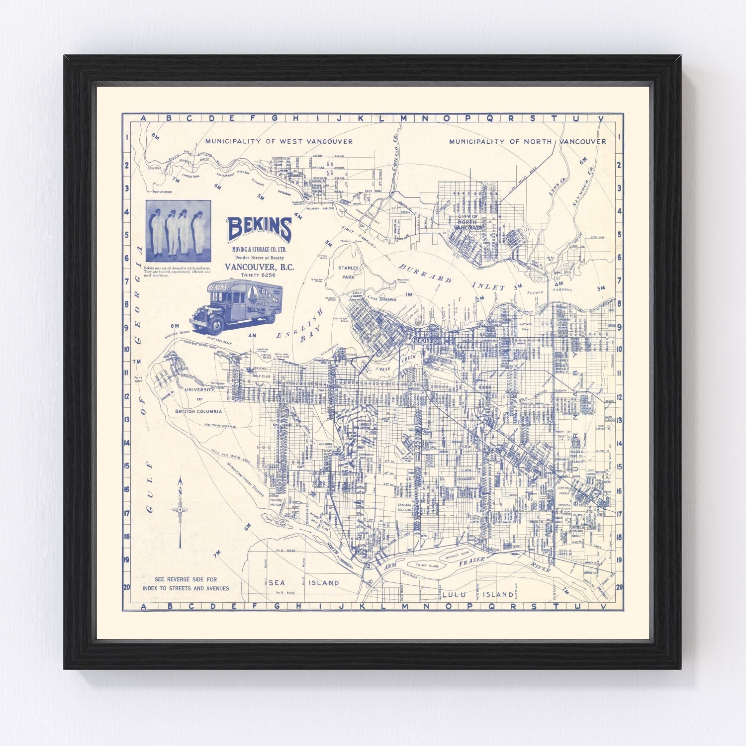 Vintage map of Vancouver, Canada, 1920