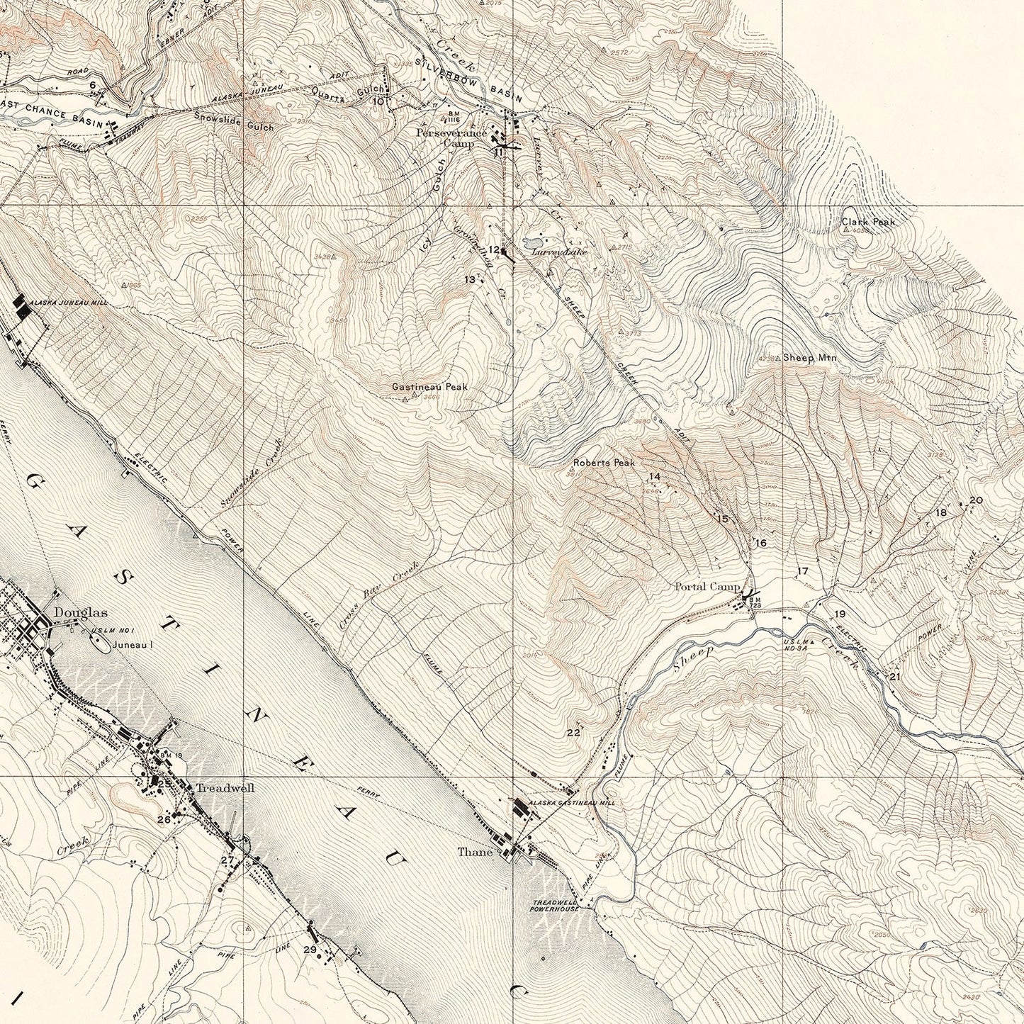 Vintage Map of Juneau, Alaska, 1918