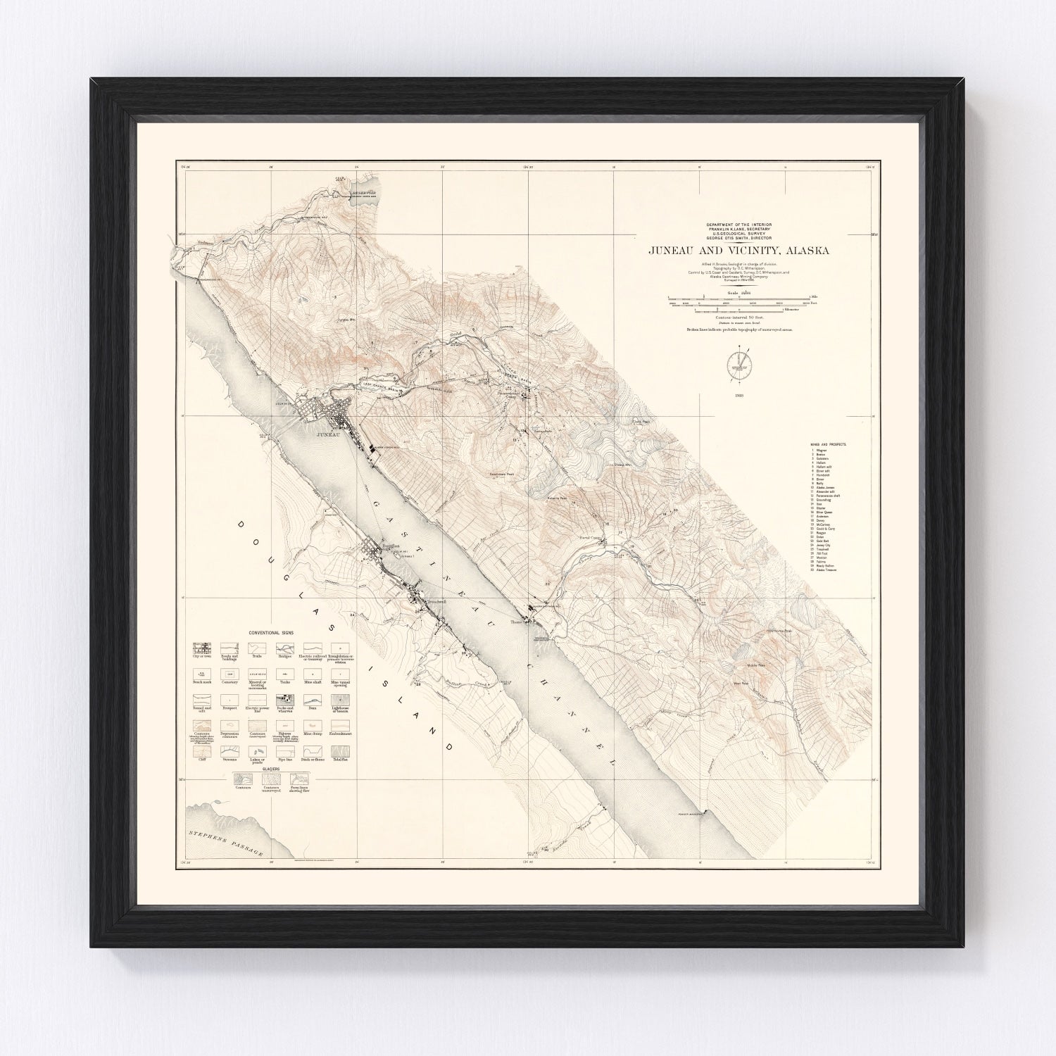 Vintage map of Juneau, Alaska, 1918