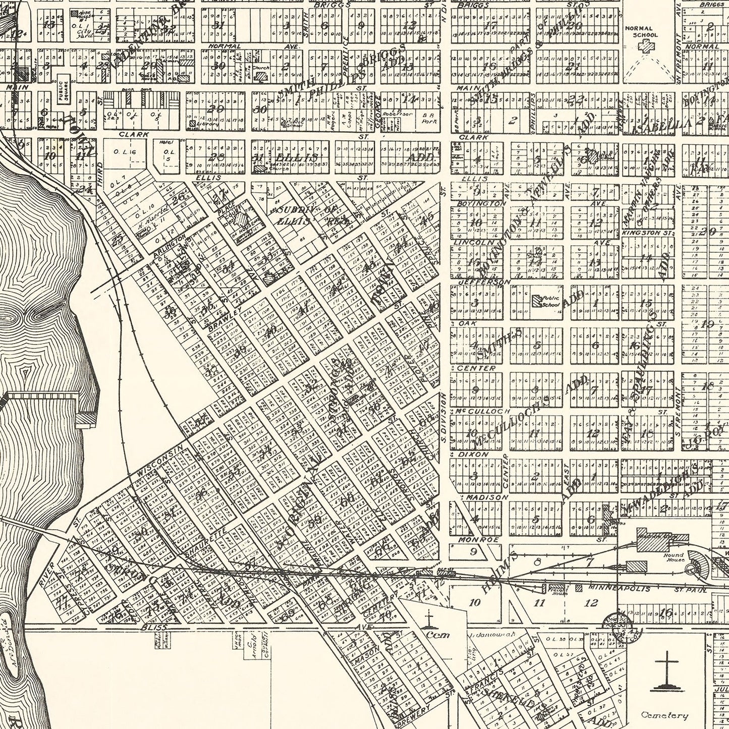 Vintage Map of Stevens Point, Wisconsin, 1919