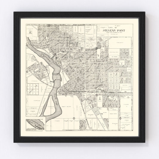 Vintage map of Stevens Point, Portage County, Wisconsin, 1919