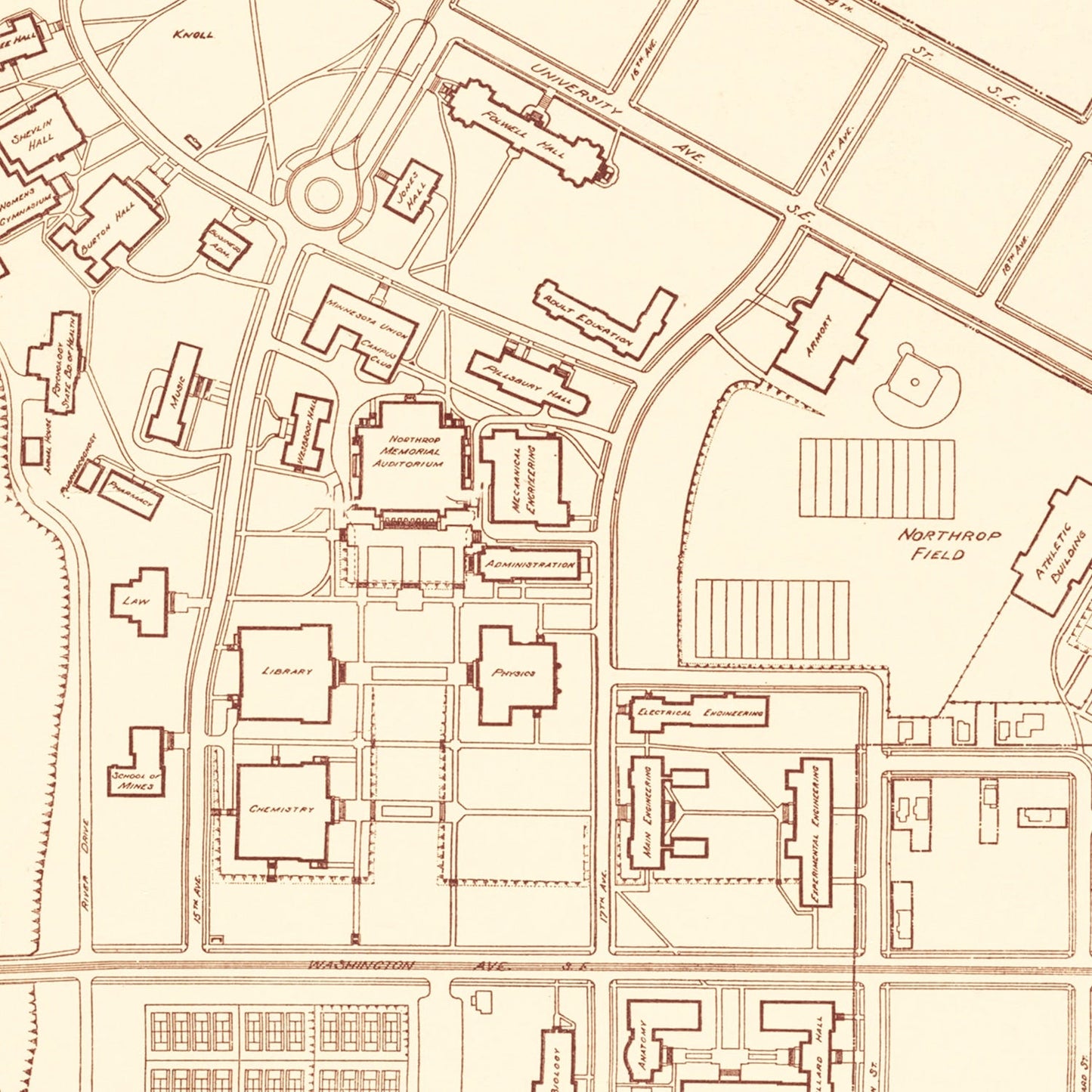 University of Minnesota Campus Map, 1936