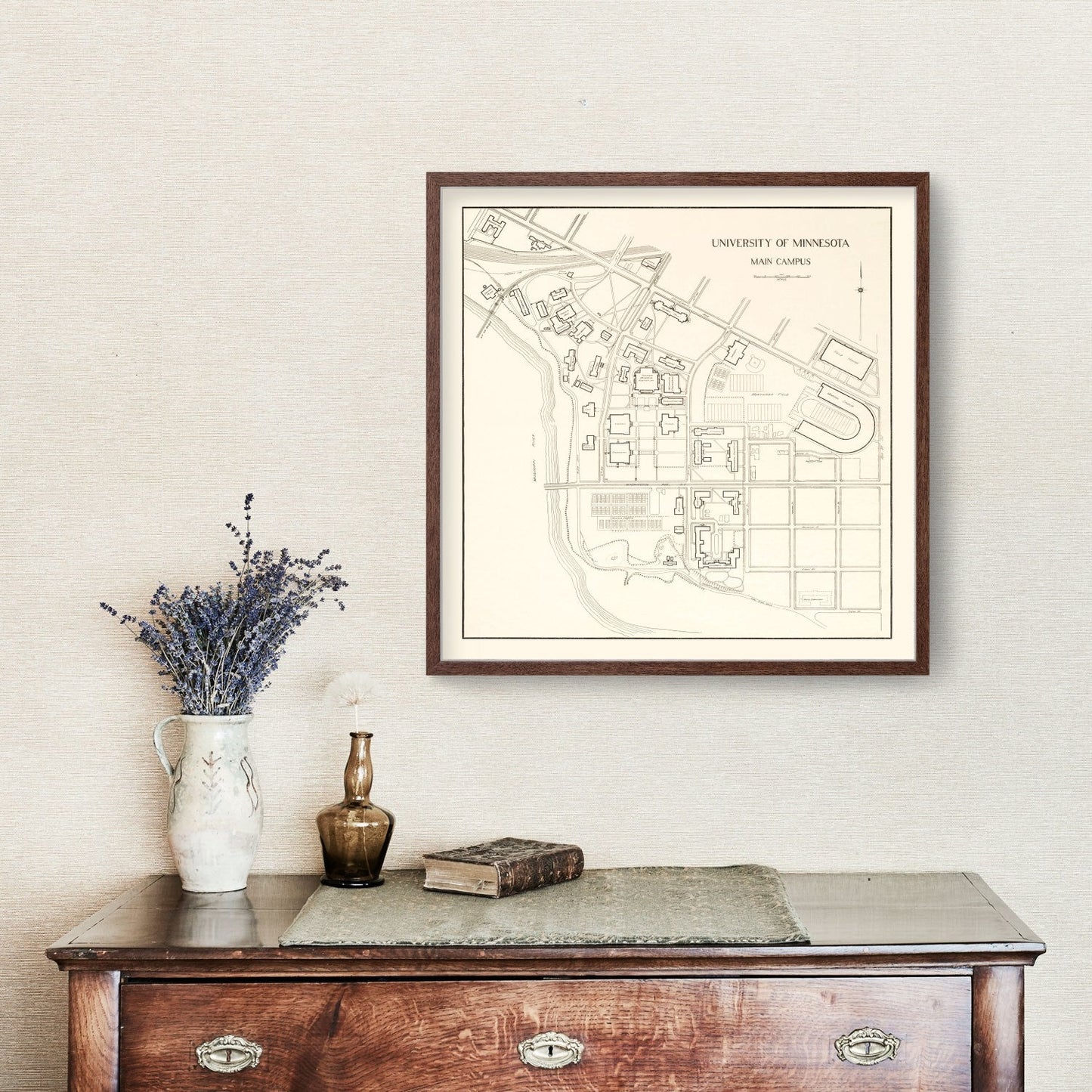 University of Minnesota Campus Vintage Map 1930 Wall Art