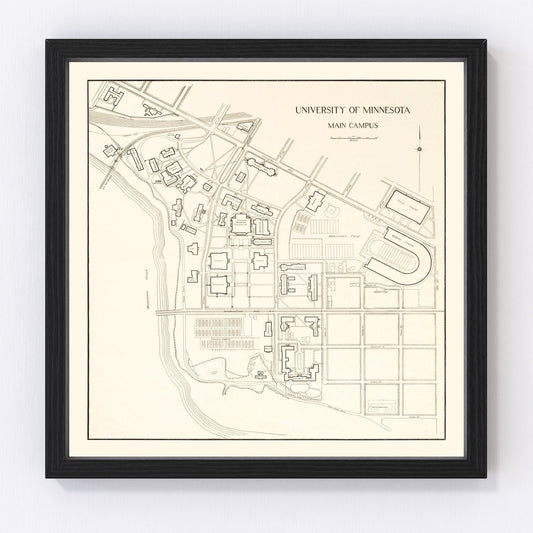 University of Minnesota campus map, 1930, digitally restored vintage print