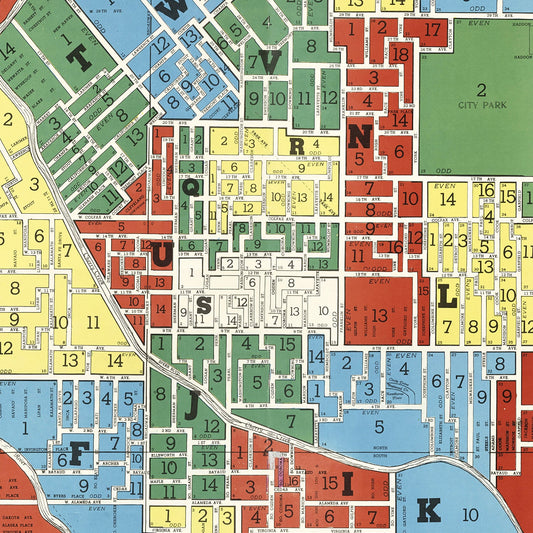 Vintage Map of Denver, Colorado, 1941