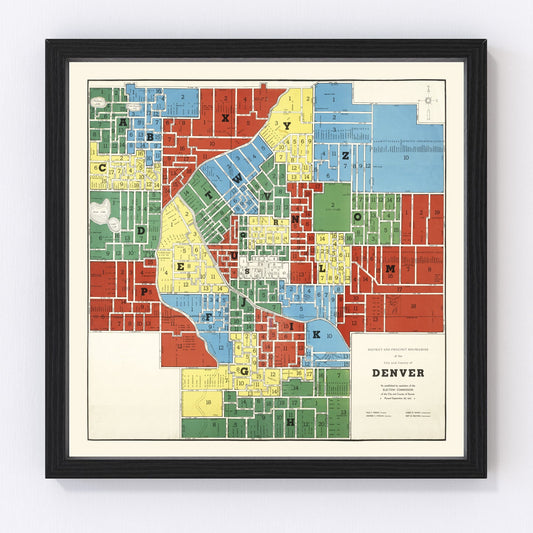 vintage map of denver, colorado, 1941