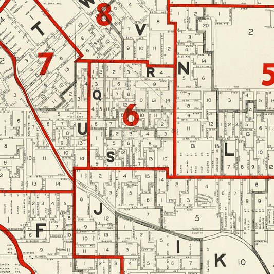 Vintage Map of Denver County, Colorado, 1937