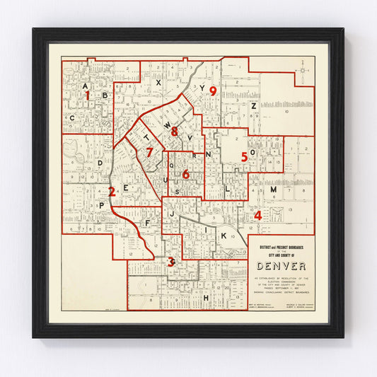 vintage map of Denver County, Colorado, 1937